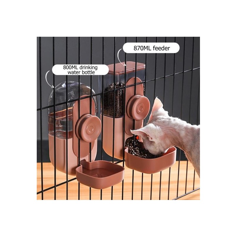 Hängender Käfig-Tierfutternapf, Kunststoff, automatischer Futterspender für kleine Haustiere, Wasserspender für Hunde, Katzen