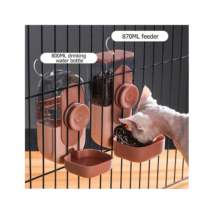 Hängender Käfig-Tierfutternapf, Kunststoff, automatischer Futterspender für kleine Haustiere, Wasserspender für Hunde, Katzen