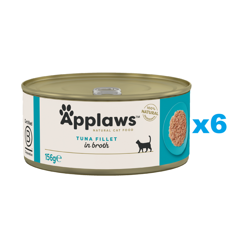 APPLAWS Cat Adult Tuna Fillet in Broth Thunfischfilet in Brühe 6x 156 g