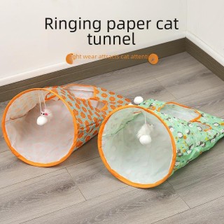 Faltbares Katzentunnelspielzeug aus Papier – Bohrtasche, rollender Drachenkanal Size as pictured
