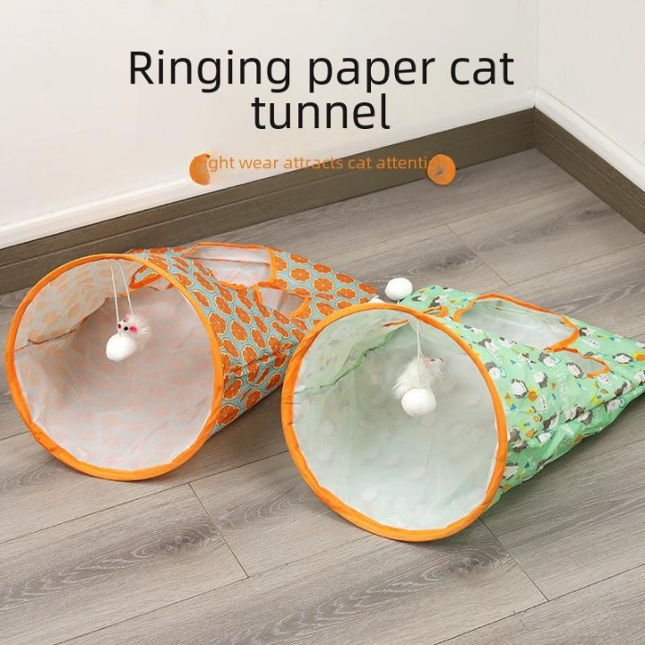 Faltbares Katzentunnelspielzeug aus Papier – Bohrtasche, rollender Drachenkanal Size as pictured