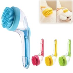 Multifunktionale flüssigkeitsgefüllte Massage-Badebürste für Haustiere mit langem Griff One Size blau