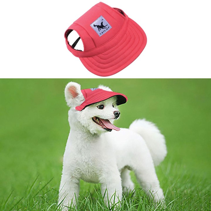 Kleine Haustier-Sommer-Leinenkappe, Hunde-Baseball-Schirmmütze, Welpe, Outdoor-Haustier-Kappe S rot