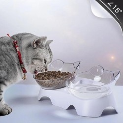 Katzennapf Hundebecken Rutschfester Doppelnapf Katzenfutter Fressnapf mit Ständer Transparenter Katzen- und Hundewassernapf F