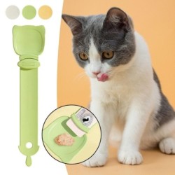 Katzenfutterspender, Katzenstreifen-Quetschlöffel, Haustier-Flüssigkeits-Snack-Löffel, Flüssigfütterung, Futterpresse ohne Rü