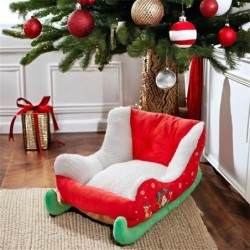 Interessantes rotes Weihnachtsbett für Katzen und Hunde, Schlittenbett für Haustiere, Sofa, synthetisches Plüsch für drinnen