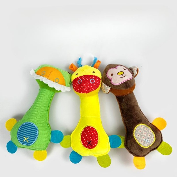 Hunderassel Plüsch Sound Spielzeug Haustier Bissfestes Plüsch Affe Hirsch Dinosaurier Sound Hundespielzeug 23cm