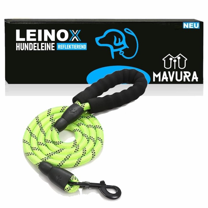 LEINOX reflektierende Hundeleine Trainingsleine Nylon Joggingleine weicher Griff