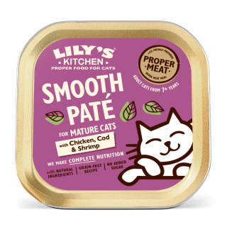 Hühnerpastete mit Kabeljau und Garnelen für ältere Katzen (85g) | Lily's Kitchen