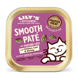 Hühnerpastete mit Kabeljau und Garnelen für ältere Katzen (85g) | Lily's Kitchen