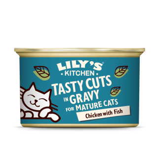 Schmackhafte Stücke aus Huhn und Fisch in Soße für ältere Katzen (85g) | Lily's Kitchen