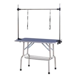 Trimmtisch Tierpflegetisch Schertisch Pflegetisch mit Unterkorb für Hunde höhenverstellbar klappbar Edelstahl Metall Blau 107