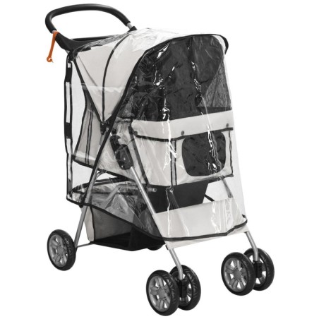 Hundetrolley, faltbarer Hundebuggy, Hundewagen mit Regenverdeck, Grau