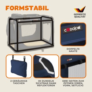 Cadoca® Tiertransportbox M 60x42x44cm navyblau