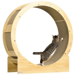 Katzenlaufrad Laufrad für Katzen 91 cm mit Bremse, Kratzbrett, Eiche