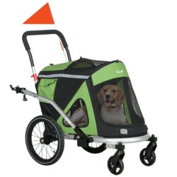 2-in-1 Hundeanhänger Hundebuggy mit Reflektoren für Mittelgroße Hunde