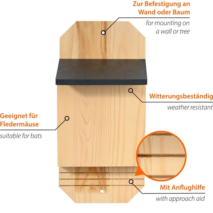 dobar Fledermauskasten "Microchiroptera", Anthrazit, 19x15,5x40 cm