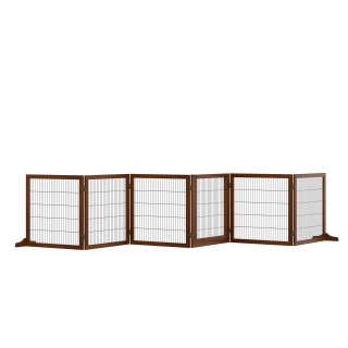 Absperrgitter Hund 6-teilig, 432 x 70 cm Faltbar Türschutzgitter mit Stützfüßen