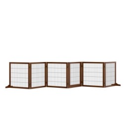Absperrgitter Hund 6-teilig, 432 x 70 cm Faltbar Türschutzgitter mit Stützfüßen