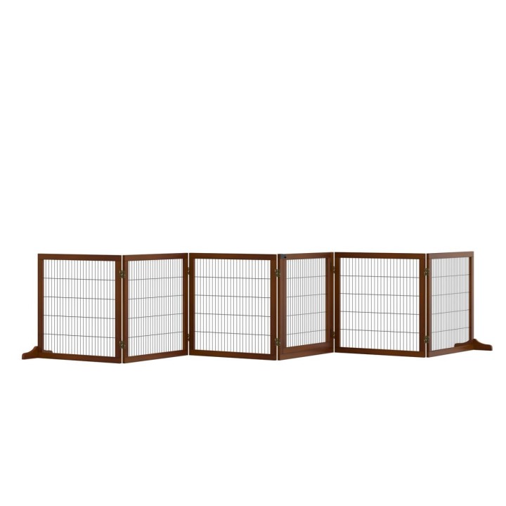 Absperrgitter Hund 6-teilig, 432 x 70 cm Faltbar Türschutzgitter mit Stützfüßen