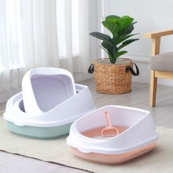 Halbgeschlossene, abnehmbare, spritzwassergeschützte Kotbox für Haustiere, Toilette mit Katzenstreuschaufel
