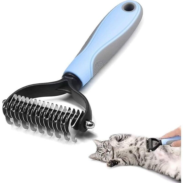 Hunde- und Katzenbürste aus Edelstahl, Fellpflege-Rechen für Hunde und Katzen, zum Entfernen der Unterwolle