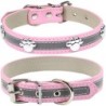 SQCLV Reflektierendes Hundehalsband mit süßen Pfotennieten, lustiges, verstellbares Welpenhalsband aus weichem PU-Leder für k
