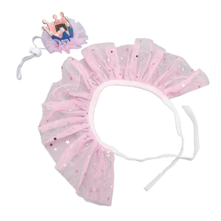 Haustier-Geburtstags-Outfit-Set, verstellbar, zarte Haustierkronen und Halsband-Set für Katzen- und Hundekostüm