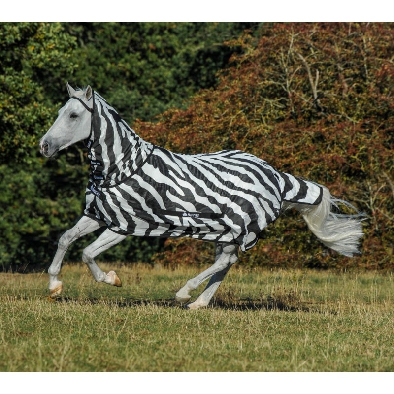 Fliegendecke für Pferde mit Halsabdeckung Bucas Buzz-Off Zebra