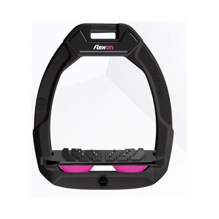 Sicherheitssteigbügel Reitkunst Neigbar Ultra Grip Schwarz/Schwarz/Rosa Flex-On Safe-On