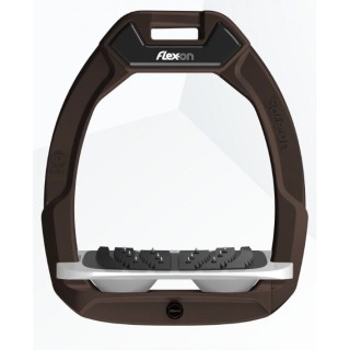 Reiter-Sicherheitssteigbügel mit schrägem Grip Braun/Grau/Grau Flex-On Safe-On