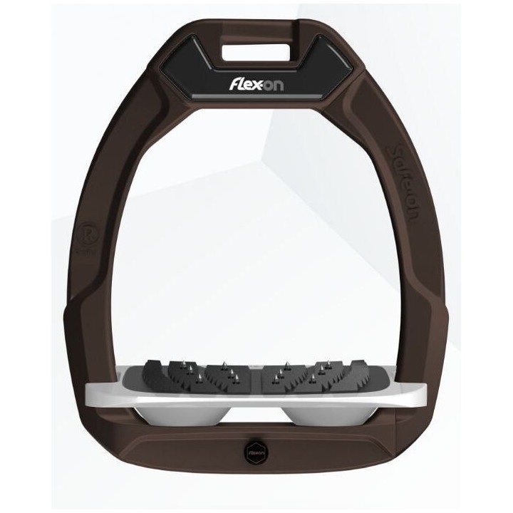 Reiter-Sicherheitssteigbügel mit schrägem Grip Braun/Grau/Grau Flex-On Safe-On