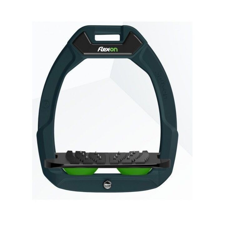 Sicherheitssteigbügel Reiten Neigbar Ultra Grip Grün/Schwarz/Grün Flex-On Safe-On