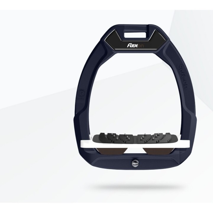 Sicherheitssteigbügel Reiten Neigungs-Ultra Grip Marine/Weiß/Braun Flex-On Safe-On