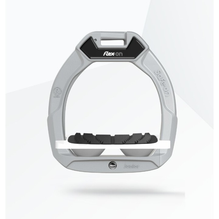 Sicherheitssteigbügel Reiten Neigung Grip Aluminium/Weiß/Grau Kinder Flex-On Safe-On