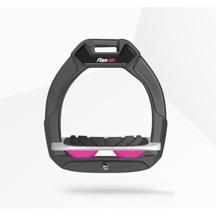 Sicherheitssteigbügel Reiten Neigung Grip Anthrazit/Grau/Rosa Kinder Flex-On Safe-On
