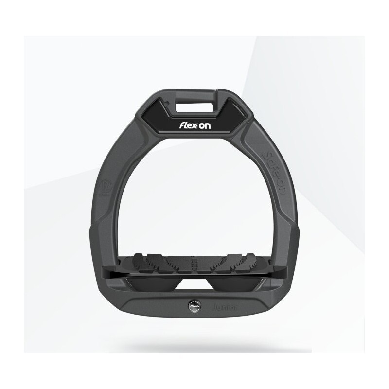 Sicherheitsreitsteigbügel Neigender Grip Anthrazit/Schwarz/Schwarz Kind Flex-On Safe-On