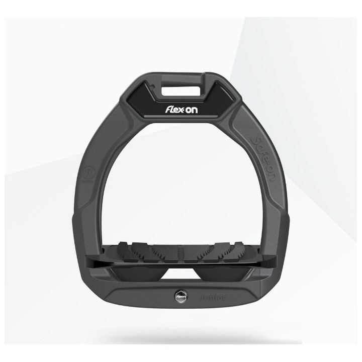 Sicherheitsreitsteigbügel Neigender Grip Anthrazit/Schwarz/Schwarz Kind Flex-On Safe-On