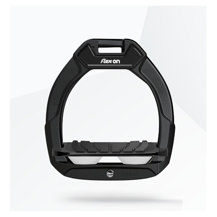 Sicherheitssteigbügel Reiten Geneigt Grip Schwarz/Schwarz/Weiß Kinder Flex-On Safe-On