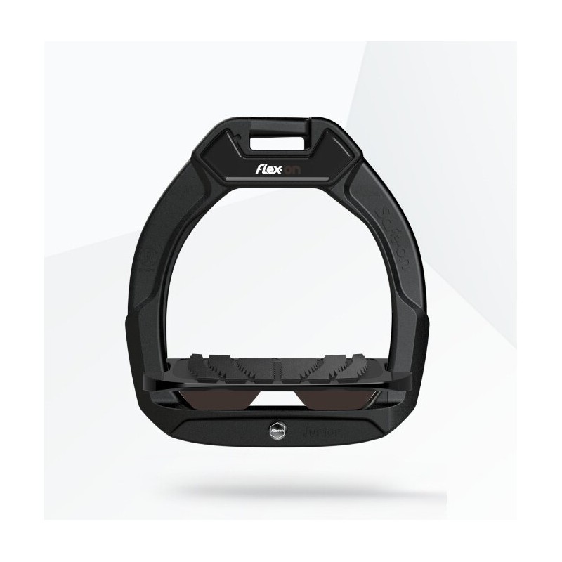Sicherheitssteigbügel Reiten Neigung Grip Schwarz/Schwarz/Braun Kinder Flex-On Safe-On