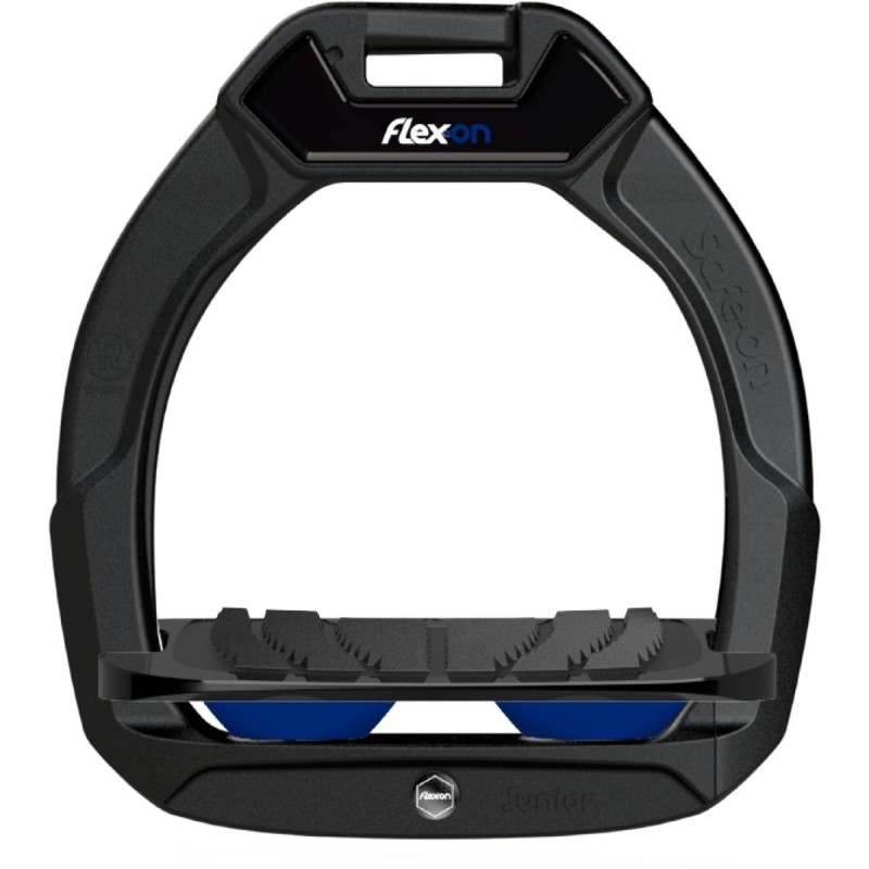 Sicherheitssteigbügel Reitens Neigbar Grip Schwarz/Schwarz/Blau Kinder Flex-On Safe-On