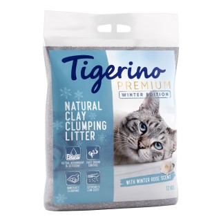 Tigerino Premium Katzenstreu – Winterrosenduft – Limitierte Winter-Edition - Doppelpack 2 x 12 kg