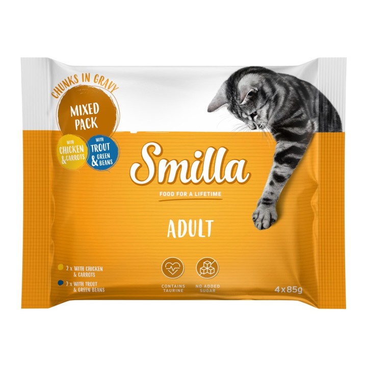 Smilla Frischebeutel Adult Häppchen mit Gemüse -  Probiermix (4 x 85 g)