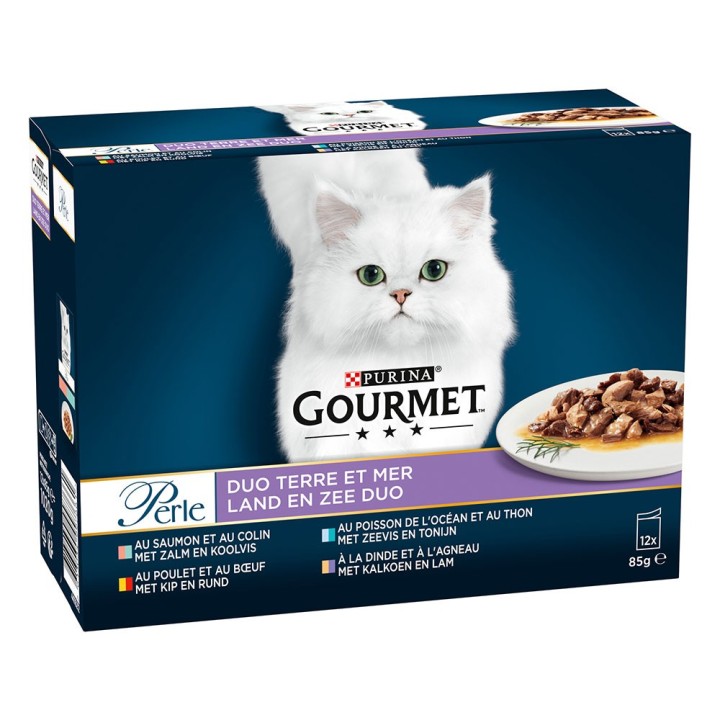 Gourmet Perle Gemischte Auswahl 12 x 85 g - Duo vom Land & aus dem Meer