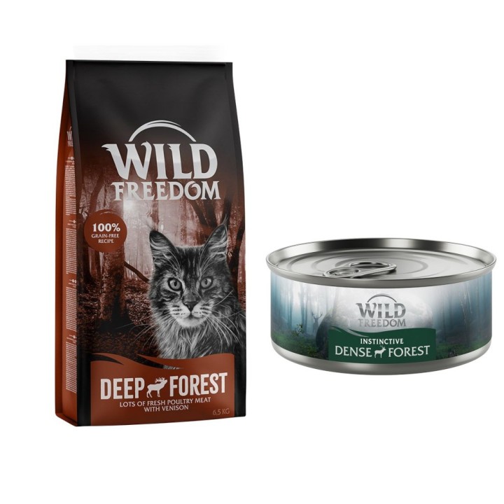 6,5 kg Wild Freedom + 6 x 70 g "Instinctive" Nassfutter gratis! - Deep Forest - Hirsch + 6 x 70 g Hirsch