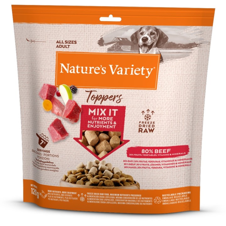 2 + 1 gratis! 3 x Nature's Variety Snacks - 3 x 120 g Gefriergetrocknete Topper: Rind