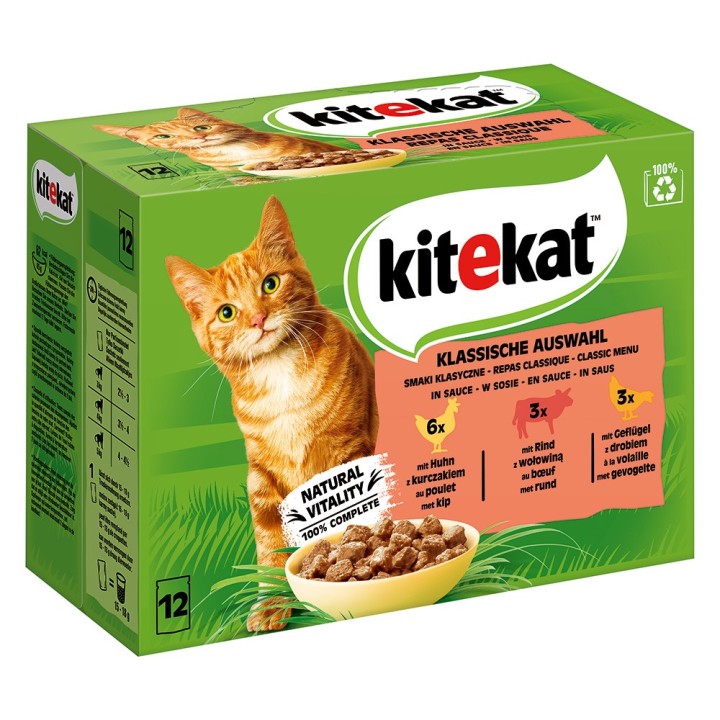Kitekat Frischebeutel 48 x 85 g - Klassische Auswahl in Sauce
