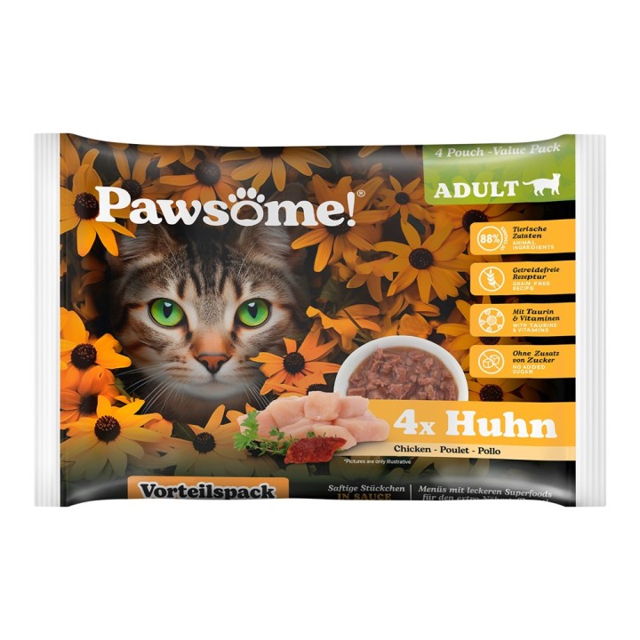 Pawsome Adult Cat 4 x 85 g - Huhn