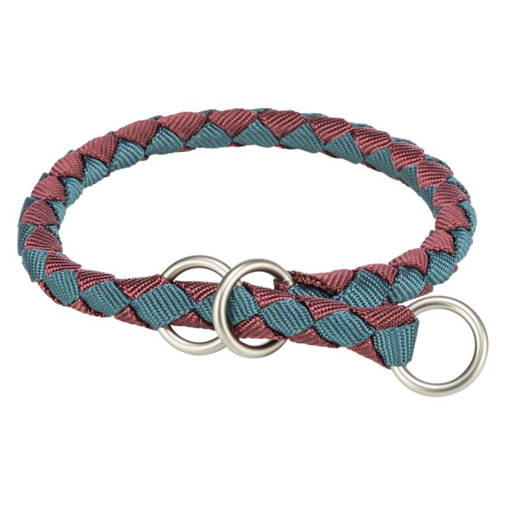 Trixie Cavo Zug-Stopp-Halsband, sangria/petrol - Größe: S-M: Halsumfang 35 - 41 cm, Ø 12 mm