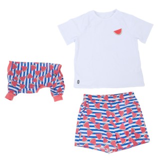 TIAKI Pet & Parent Pyjama im Partnerlook, Melone - Pyjama für Hundeeltern Größe M + passendes Hundeshirt Rückenlänge 30 cm